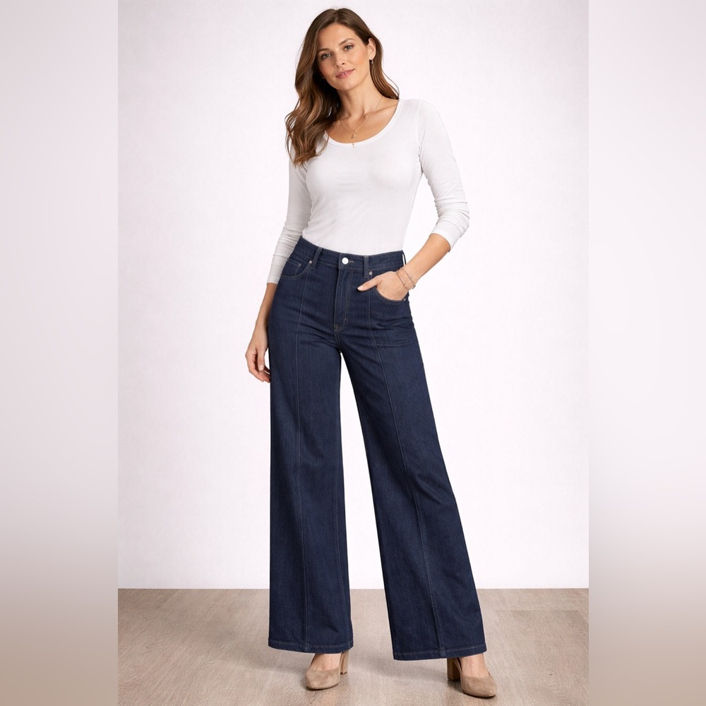 PAIGE Sasha Dark Indigo Wide Leg Jeans